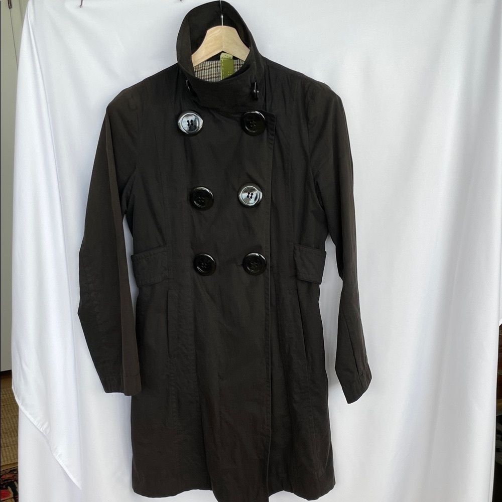 Soia Kyo Black Double-Breasted Lightweight Trench Size L (fits smaller like med)